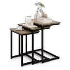 Costway 3 Pcs Nesting Coffee End Table Set Stacking Side Nightstand Living Room