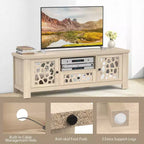Meuble TV Costway 55 de style rétro avec portes miroir et tiroir