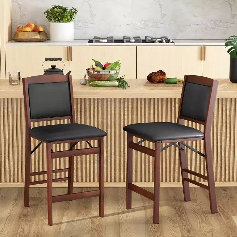 Lot de 4 chaises de comptoir Costway avec pieds en bois d'hévéa et assise et dossier rembourrés