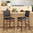 Lot de 4 chaises de comptoir Costway avec pieds en bois d'hévéa et assise et dossier rembourrés