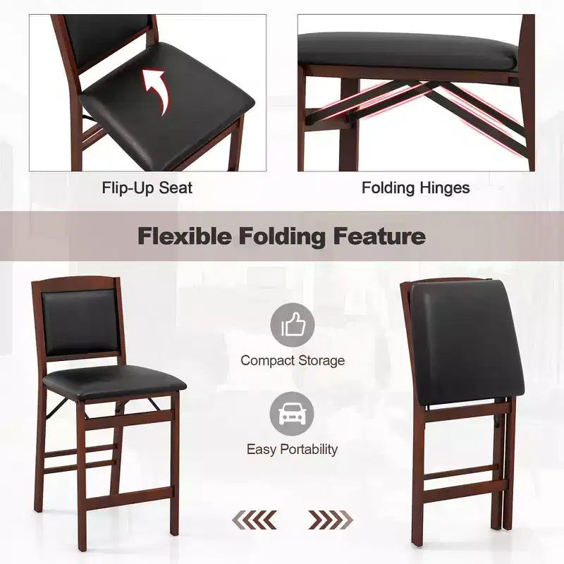 Lot de 4 chaises de comptoir Costway avec pieds en bois d'hévéa et assise et dossier rembourrés