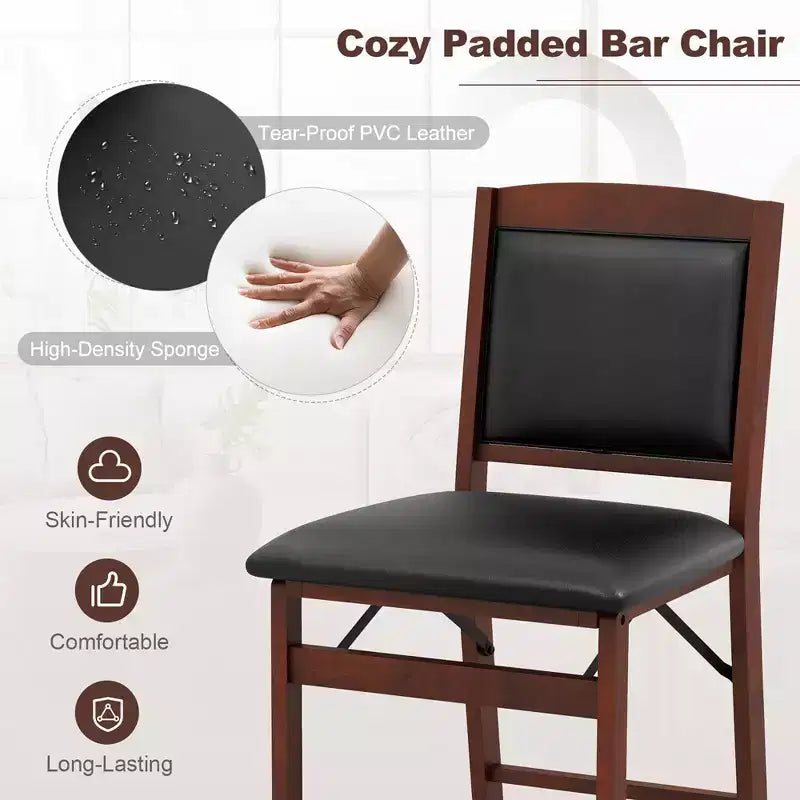 Lot de 4 chaises de comptoir Costway avec pieds en bois d'hévéa et assise et dossier rembourrés