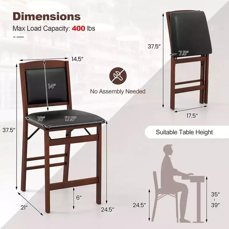 Lot de 4 chaises de comptoir Costway avec pieds en bois d'hévéa et assise et dossier rembourrés