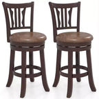Costway 26 Counter Height Swivel Bar Stools Set of 2 w/Back & Faux Leather Seat