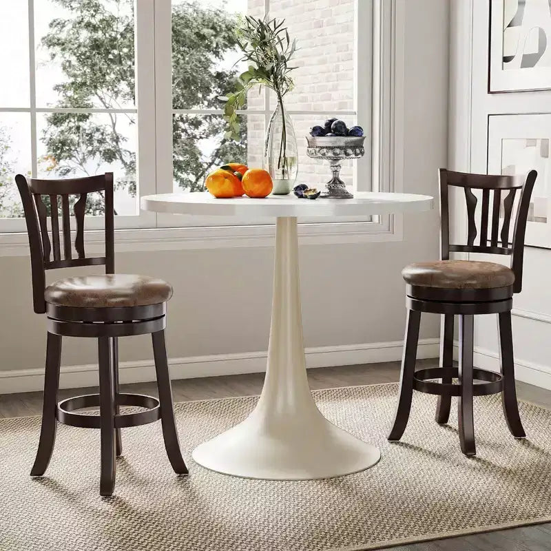 Lot de 2 tabourets de bar pivotants Costway de 66 cm avec dossier et assise en similicuir