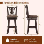 Lot de 2 tabourets de bar pivotants Costway de 66 cm avec dossier et assise en similicuir