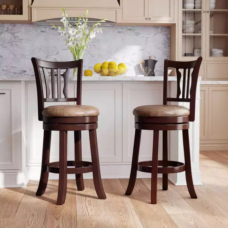Lot de 2 tabourets de bar pivotants Costway de 66 cm avec dossier et assise en similicuir
