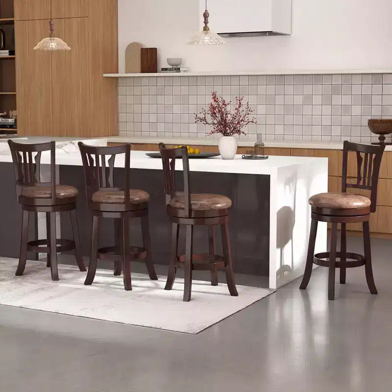 Lot de 2 tabourets de bar pivotants Costway de 66 cm avec dossier et assise en similicuir