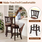 Lot de 2 tabourets de bar pivotants Costway de 66 cm avec dossier et assise en similicuir