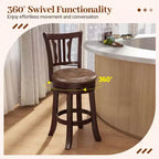 Lot de 2 tabourets de bar pivotants Costway de 66 cm avec dossier et assise en similicuir
