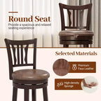 Lot de 2 tabourets de bar pivotants Costway de 66 cm avec dossier et assise en similicuir