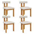 Costway Dining Chair Set of 4 Upholstered Kitchen Chair w/ Padded Seat & Curved Backrest