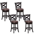 Costway 26 Swivel Bar Stools Set of 4 Footrest & Rubber Wood Frame for Kitchen Island