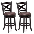 Costway Lot de 4 tabourets de bar pivotants de 66 cm avec repose-pieds et cadre en bois d'hévéa pour îlot de cuisine