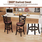 Costway Lot de 4 tabourets de bar pivotants de 66 cm avec repose-pieds et cadre en bois d'hévéa pour îlot de cuisine