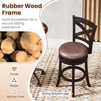 Costway Lot de 4 tabourets de bar pivotants de 66 cm avec repose-pieds et cadre en bois d'hévéa pour îlot de cuisine