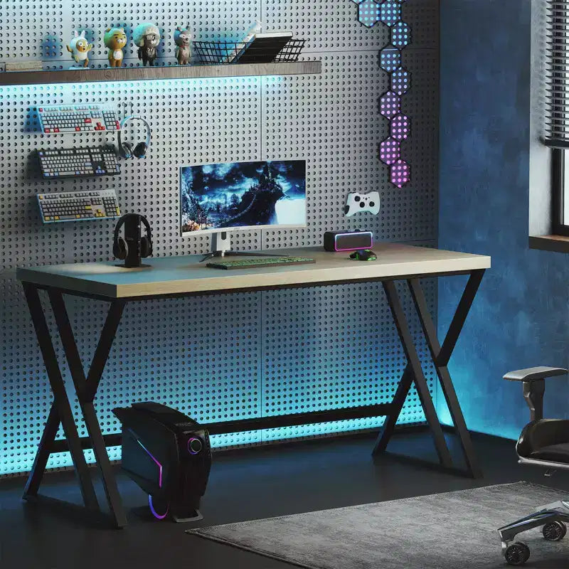 Costway Lot de 2 bureaux informatiques de 150 cm pour bureau à domicile au style industriel avec cadre en métal robuste