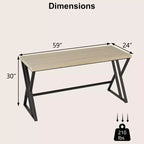 Costway Lot de 2 bureaux informatiques de 150 cm pour bureau à domicile au style industriel avec cadre en métal robuste