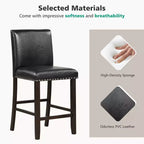 Costway Lot de 2 tabourets de bar en cuir PVC Chaises hauteur comptoir pour îlot de cuisine Noir