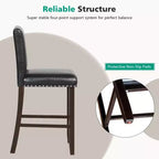 Costway Lot de 2 tabourets de bar en cuir PVC Chaises hauteur comptoir pour îlot de cuisine Noir