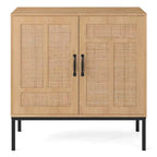 Meuble de rangement en rotin Costway avec buffet à 2 portes et étagère réglable sur 3 positions