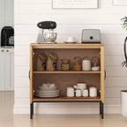 Meuble de rangement en rotin Costway avec buffet à 2 portes et étagère réglable sur 3 positions