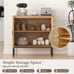 Meuble de rangement en rotin Costway avec buffet à 2 portes et étagère réglable sur 3 positions