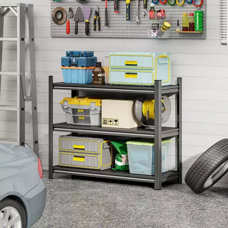 Clihome Étagère de rangement en métal à 3 niveaux, unité de rayonnage en métal robuste de 544 kg, étagères réglables pour l'organisation de garage, cuisine, garde-manger