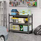 Clihome Étagère de rangement en métal à 3 niveaux, unité de rayonnage en métal robuste de 544 kg, étagères réglables pour l'organisation de garage, cuisine, garde-manger