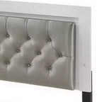 Lit Queen Size Royal Hampton, éclairage LED, tête de lit capitonnée, blanc