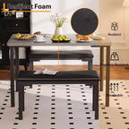 Ensemble table à manger pour 4, table de cuisine 3 pièces avec 2 bancs rembourrés, dînette peu encombrante pour salle à manger, appartement, petit espace