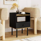 Costway Lot de 2 tables d'appoint 3 niveaux pour canapé avec étagère de rangement ouverte et pieds en métal pour salon