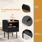 Costway Lot de 2 tables d'appoint 3 niveaux pour canapé avec étagère de rangement ouverte et pieds en métal pour salon