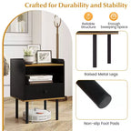 Costway Lot de 2 tables d'appoint 3 niveaux pour canapé avec étagère de rangement ouverte et pieds en métal pour salon