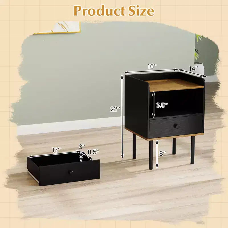 Costway Lot de 2 tables d'appoint 3 niveaux pour canapé avec étagère de rangement ouverte et pieds en métal pour salon