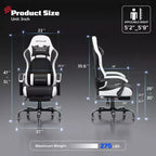 Chaise de jeu ergonomique basique RSPGAME pour adultes, chaises de bureau en cuir PU avec support lombaire vibrant et repose-pieds rétractable, chaises d'ordinateur de maison