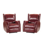 Fauteuil inclinable électrique en cuir véritable Paulina avec dossier à oreilles (lot de 2)|ARTFUL LIVING DESIGNS