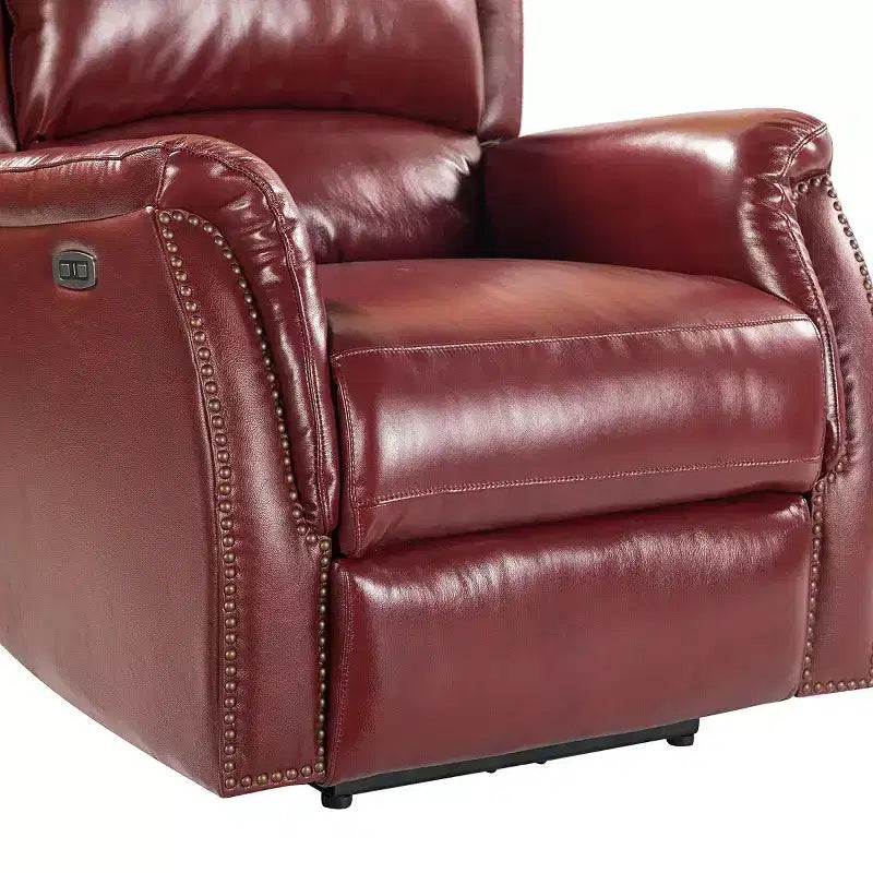 Fauteuil inclinable électrique en cuir véritable Paulina avec dossier à oreilles (lot de 2)|ARTFUL LIVING DESIGNS