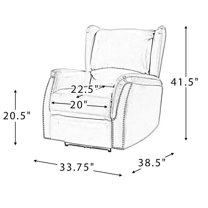 Fauteuil inclinable électrique en cuir véritable Paulina avec dossier à oreilles (lot de 2)|ARTFUL LIVING DESIGNS