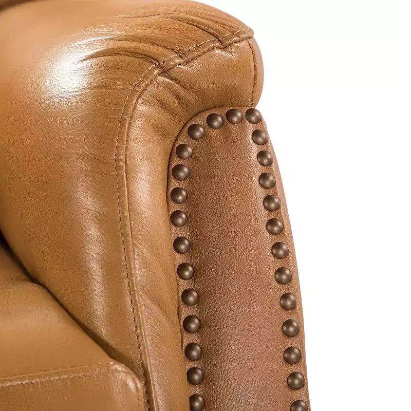 Fauteuil inclinable électrique en cuir véritable Paulina avec dossier à oreilles (lot de 2)|ARTFUL LIVING DESIGNS