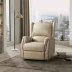 Fauteuil inclinable électrique en cuir véritable Paulina avec dossier à oreilles (lot de 2)|ARTFUL LIVING DESIGNS