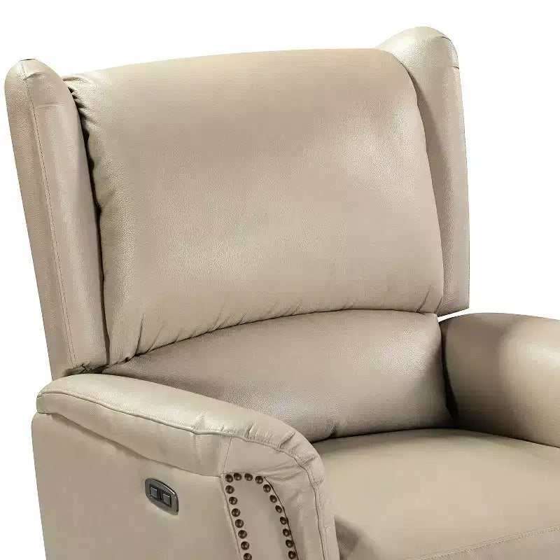Fauteuil inclinable électrique en cuir véritable Paulina avec dossier à oreilles (lot de 2)|ARTFUL LIVING DESIGNS