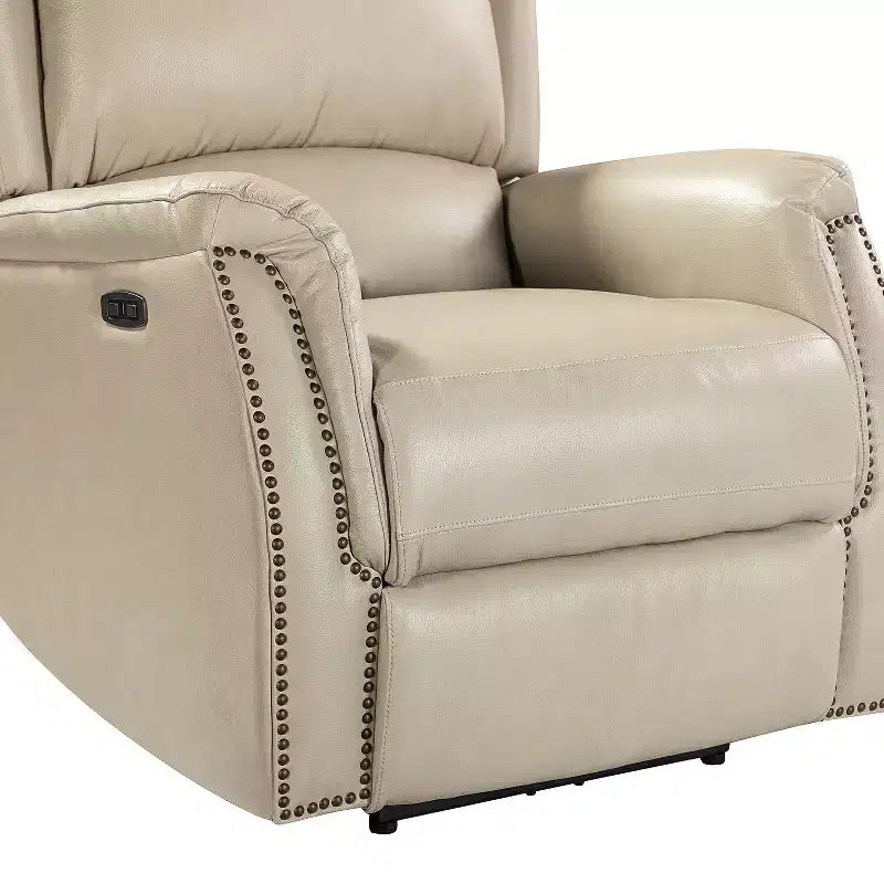 Fauteuil inclinable électrique en cuir véritable Paulina avec dossier à oreilles (lot de 2)|ARTFUL LIVING DESIGNS