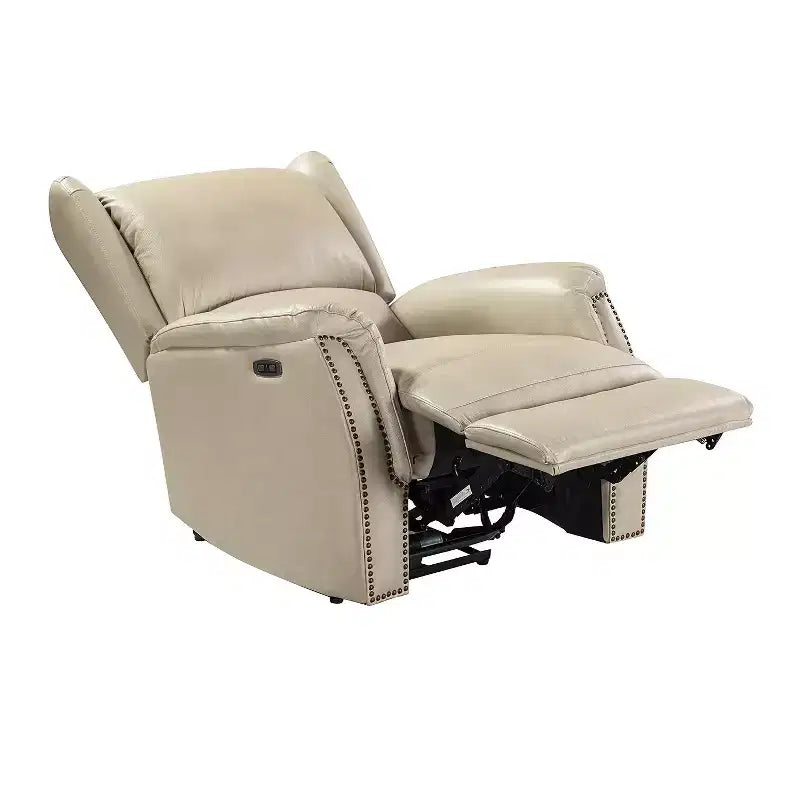 Fauteuil inclinable électrique en cuir véritable Paulina avec dossier à oreilles (lot de 2)|ARTFUL LIVING DESIGNS