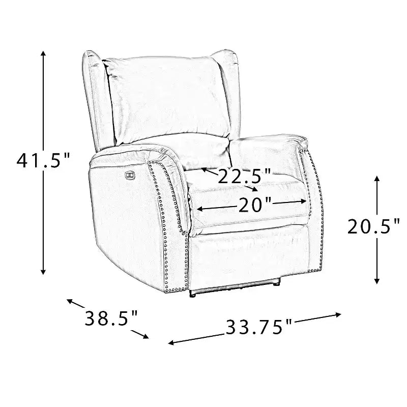 Fauteuil inclinable électrique en cuir véritable Paulina avec dossier à oreilles (lot de 2)|ARTFUL LIVING DESIGNS