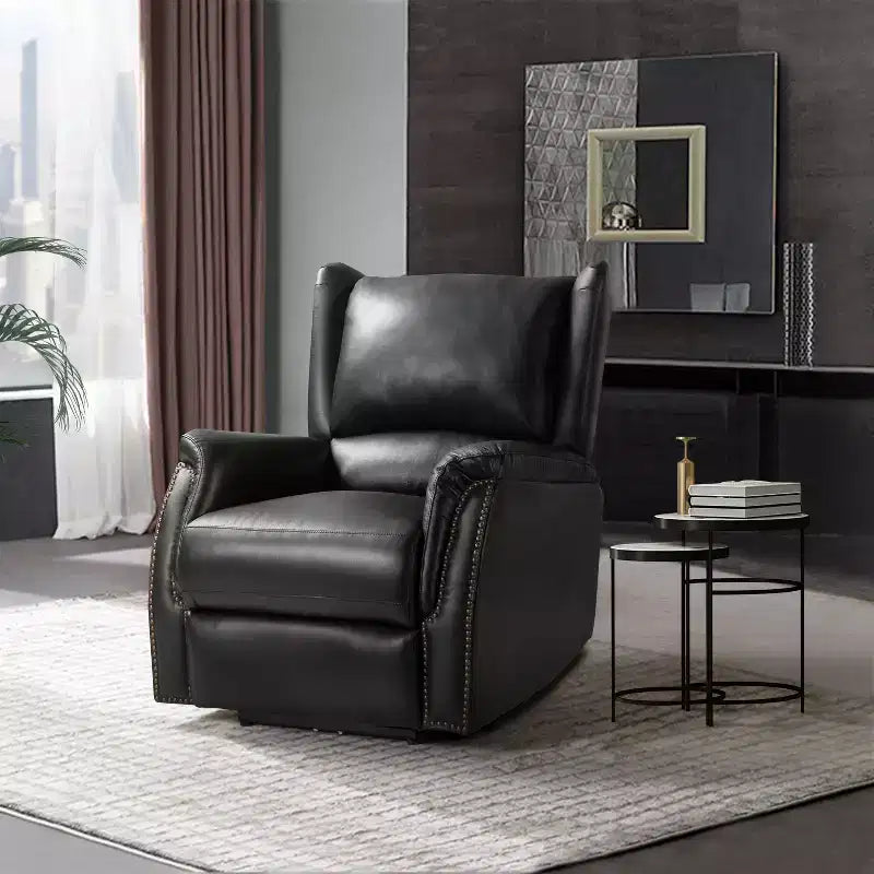 Fauteuil inclinable électrique en cuir véritable Paulina avec dossier à oreilles (lot de 2)|ARTFUL LIVING DESIGNS