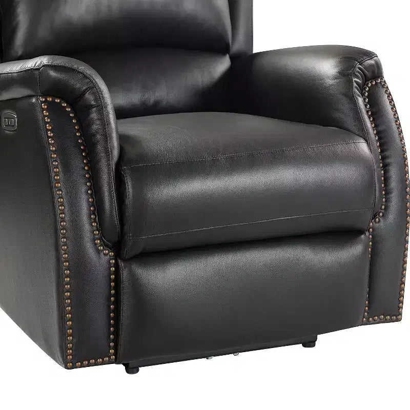 Fauteuil inclinable électrique en cuir véritable Paulina avec dossier à oreilles (lot de 2)|ARTFUL LIVING DESIGNS