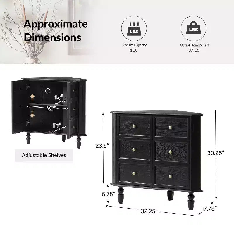 Meuble d'angle 2 portes Roland 30 H avec pieds tournés|ARTFUL LIVING DESIGNS