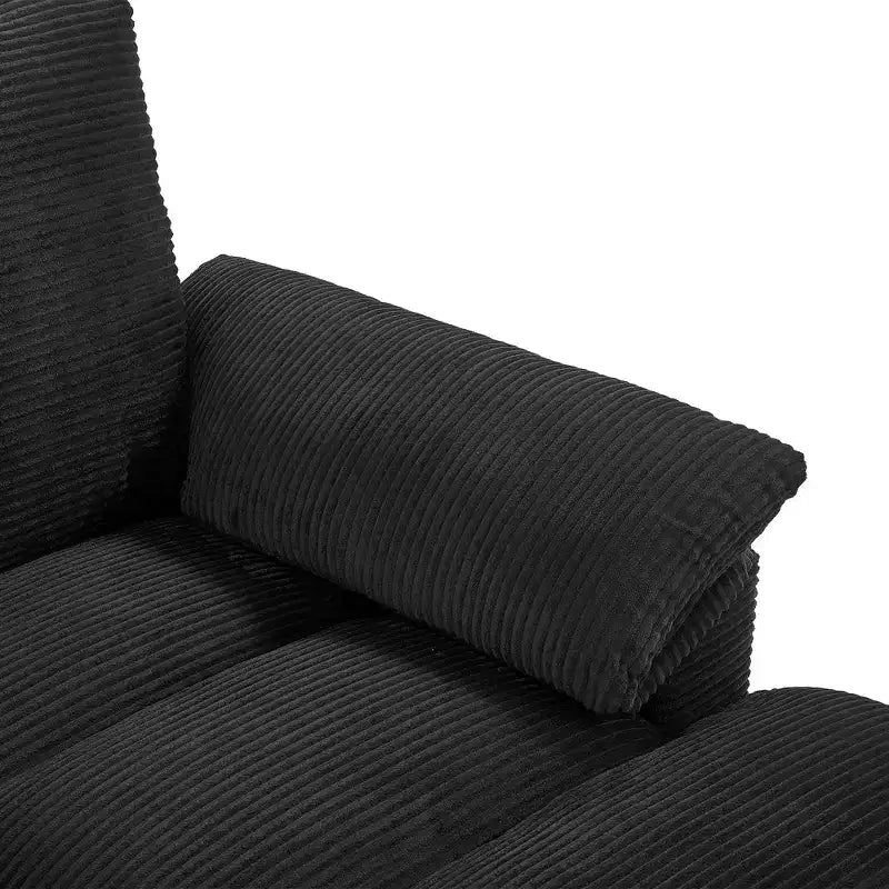 Canapé d'angle Whisen 116.9, canapé d'angle moderne en U, canapé rembourré en velours côtelé avec poufs, porte-gobelets