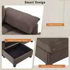 Canapé d'angle Whisen 116.9, canapé d'angle moderne en U, canapé rembourré en velours côtelé avec poufs, porte-gobelets